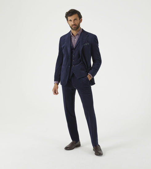 Skopes Atkinson Suit Waistcoat For Men in Navy Blue Corduroy, 34R to 62R