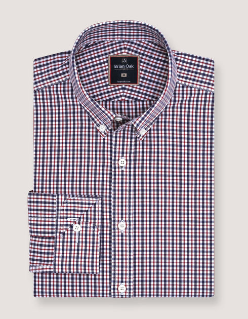 Easy Care Casual Check Shirt - Navy
