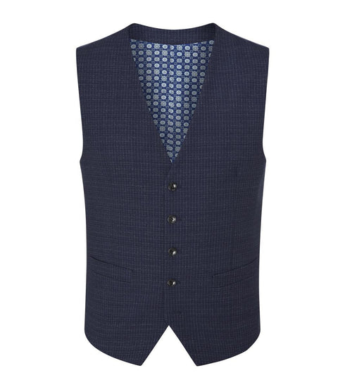 Skopes Hepworth Suit Waistcoat For Men in Navy Blue Mini Check, 36R to 62R
