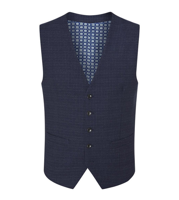 Skopes Hepworth Suit Waistcoat For Men in Navy Blue Mini Check, 36R to 62R
