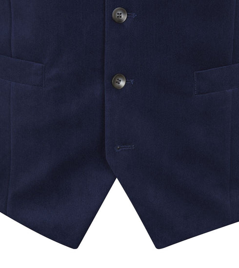 Skopes Atkinson Suit Waistcoat For Men in Navy Blue Corduroy, 34R to 62R