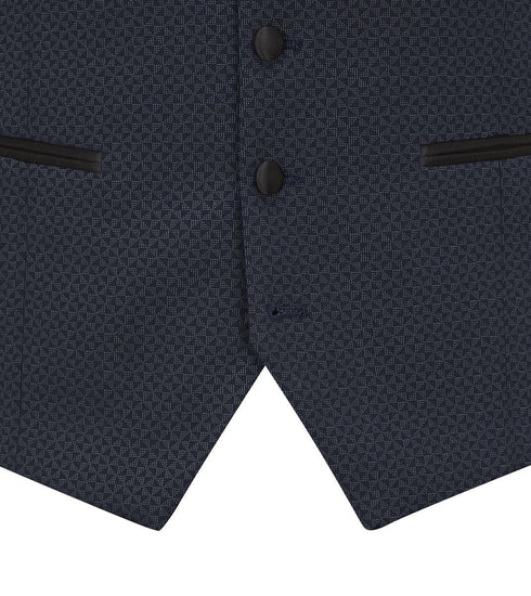 Skopes Cuba Dinner Suit Waistcoat For Men in Navy Blue Geo, 36R to 62R