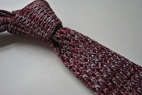 knitted maroon and white speckled ties