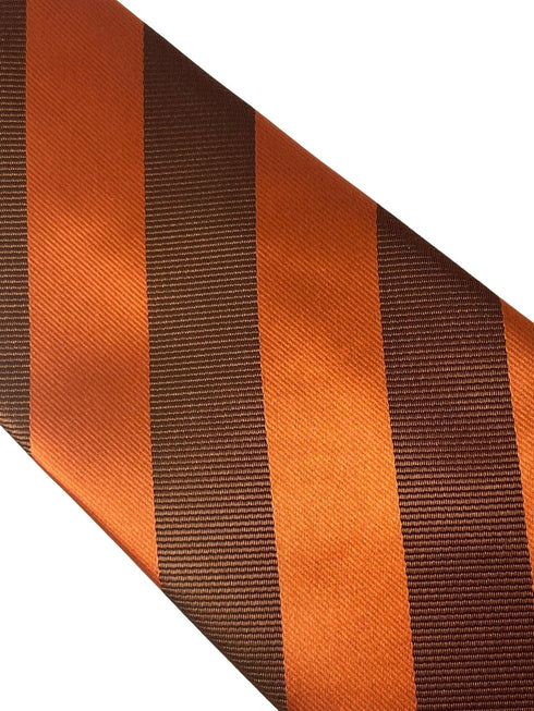 orange and chocolate brown barber striped tie
