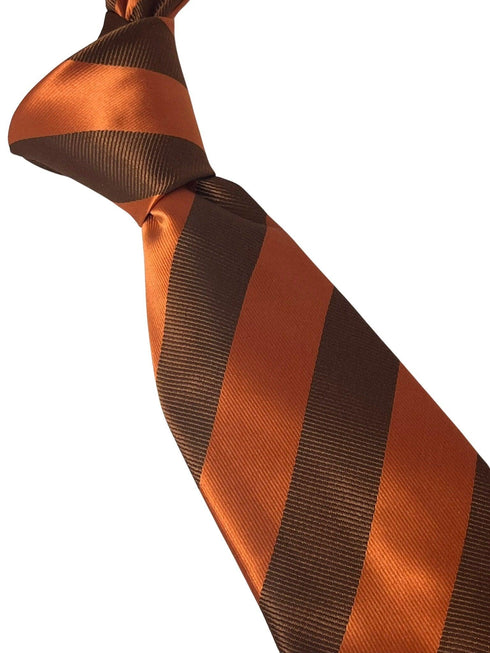 orange and chocolate brown barber striped tie