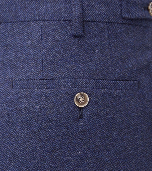 Skopes Men's Tailored Fit Suit Trouser Herringbone Jude in Navy Waist 32 to 56