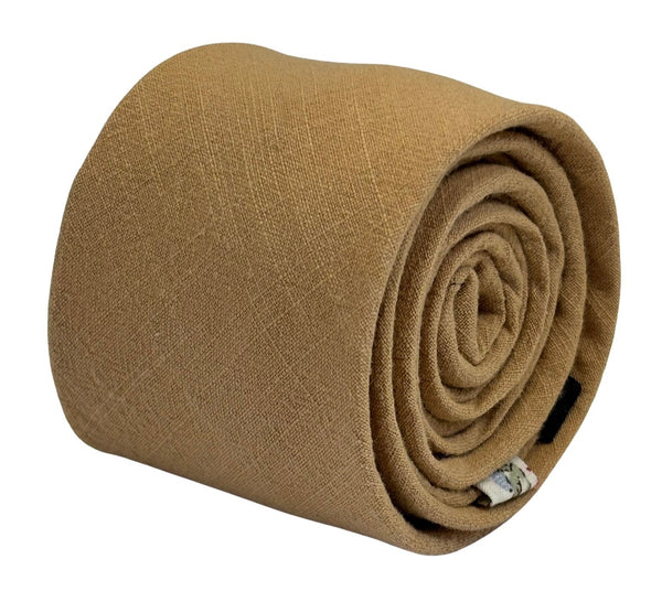 caramel beige plain linen tie