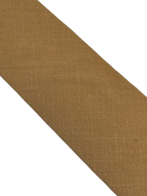caramel beige plain linen tie