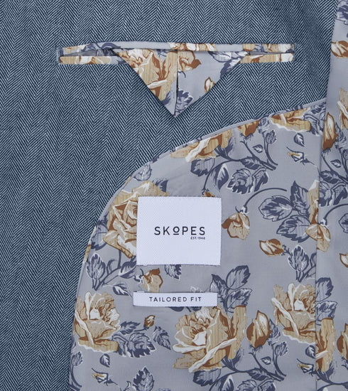 Skopes Calvados Linen Blend Tailored Fit Suit Jacket For Men in Blue, 36S-62L