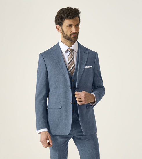 Skopes Calvados Linen Blend Tailored Fit Suit Jacket For Men in Blue, 36S-62L