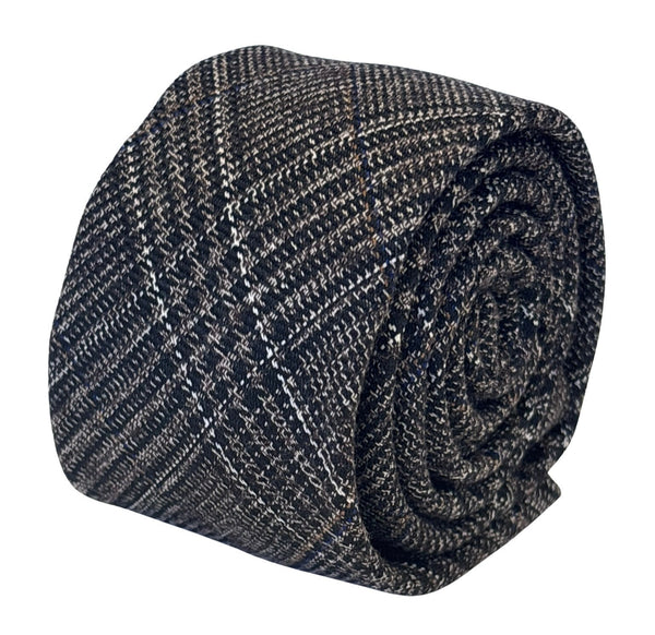 chestnut check tweed wool tie