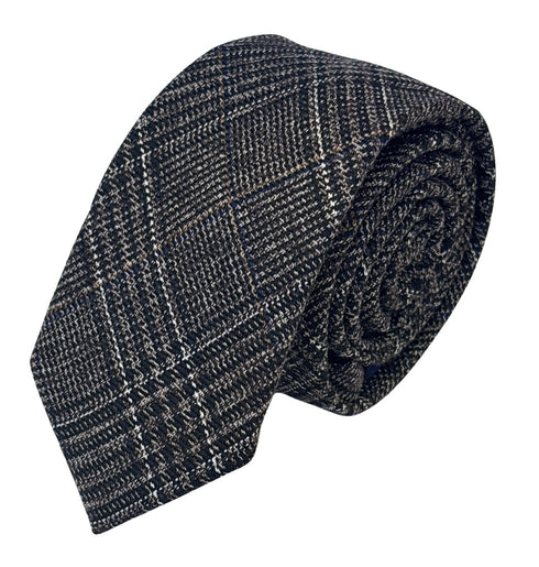chestnut check tweed wool tie