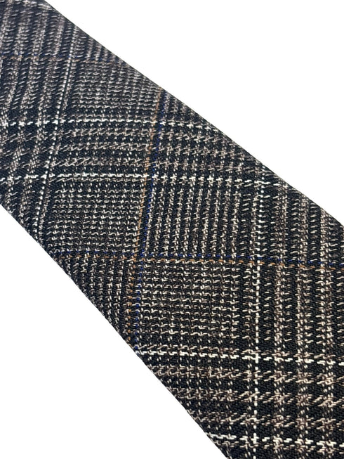 chestnut check tweed wool tie