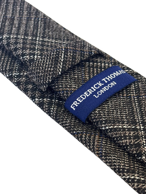 chestnut check tweed wool tie