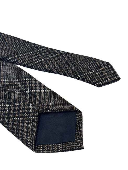 chestnut check tweed wool tie