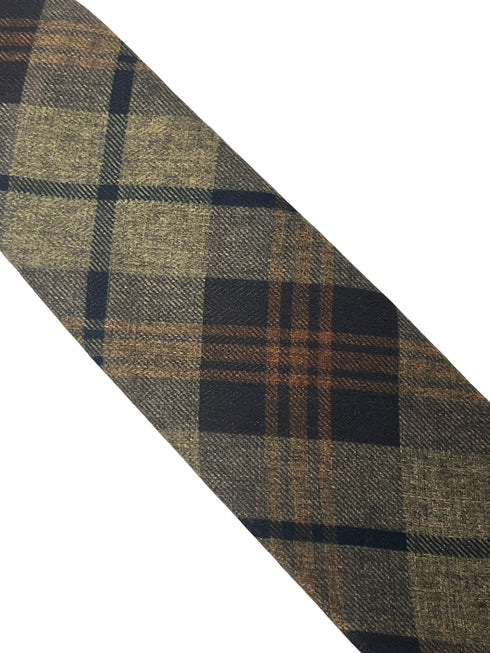 brown check tweed slim wool tie