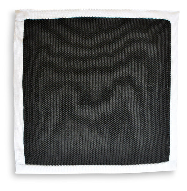 black knitted pocket square with white edging