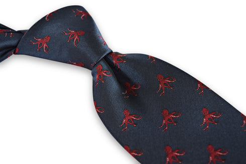 navy tie with octopus embroidered design