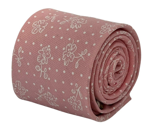 dusky floral pink cotton tie