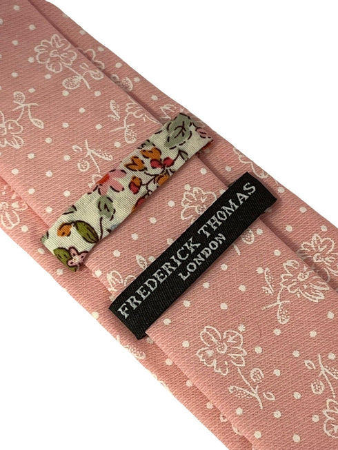 dusky floral pink cotton tie