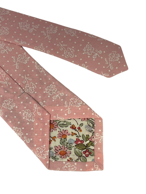 dusky floral pink cotton tie