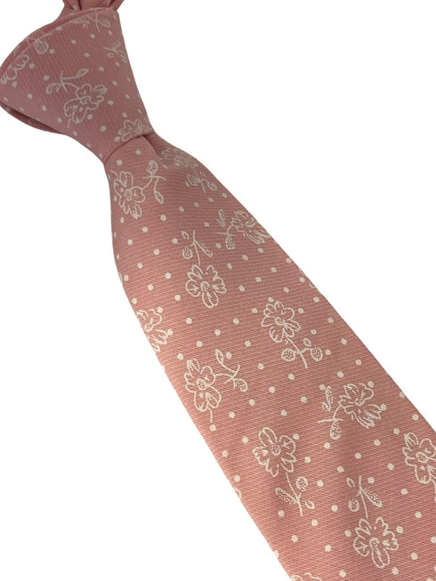 dusky floral pink cotton tie