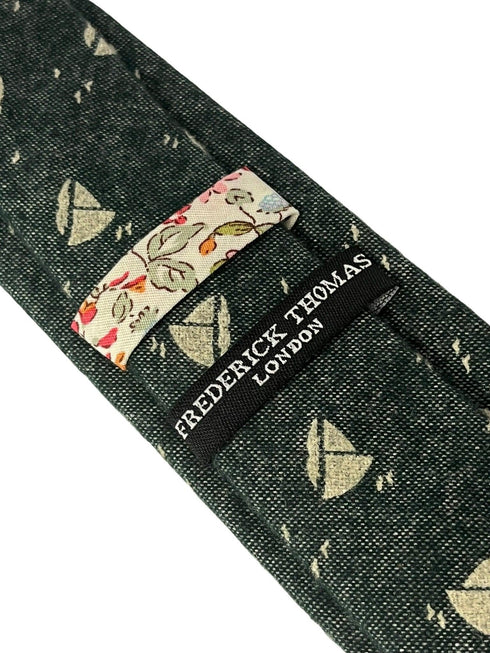 dark forest with cream sailing boat design cotton tie