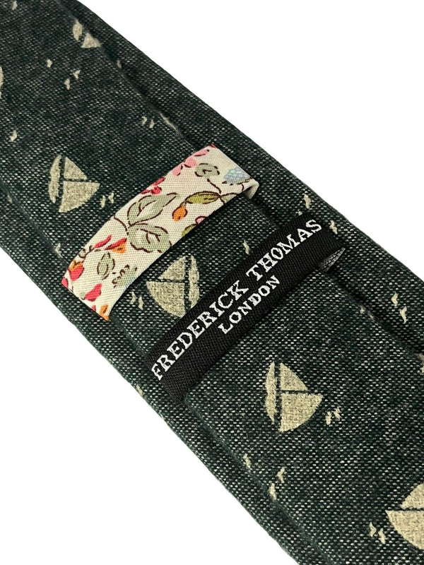 dark forest with cream sailing boat design cotton tie