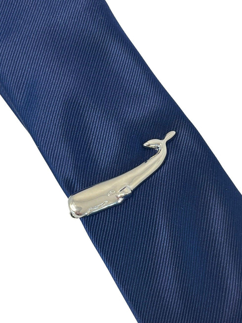 whale design silver tie clip