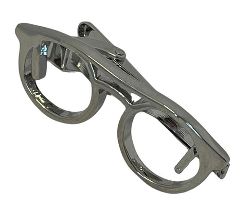 spectacle glasses design silver tie clip