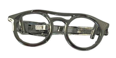spectacle glasses design silver tie clip