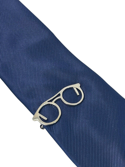 spectacle glasses design silver tie clip