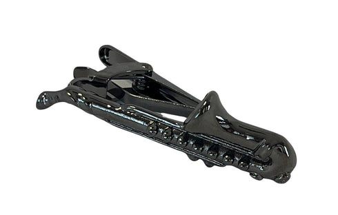 saxophone design dark silver tie clip
