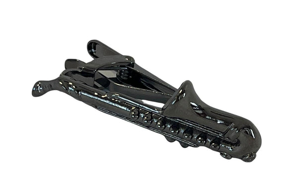 saxophone design dark silver tie clip