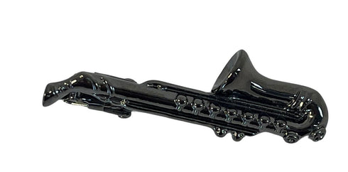 saxophone design dark silver tie clip