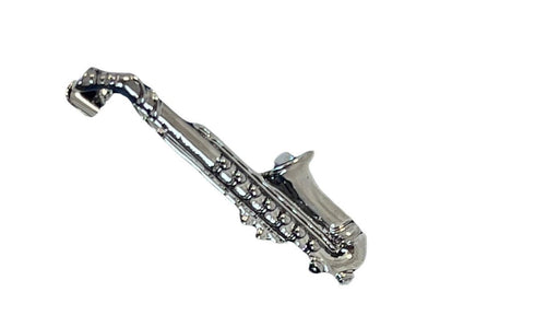 saxophone design dark silver tie clip
