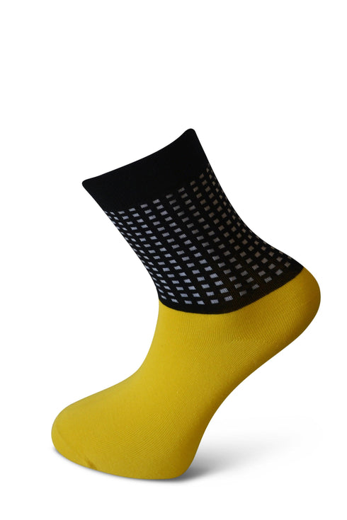 black squared and yellow men's socks