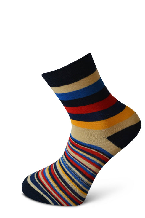 Red, Gold and Blue Striped Socks