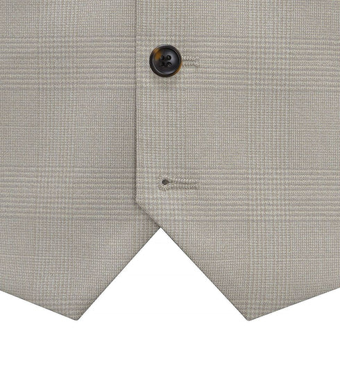 Skopes Charlie Suit Waistcoat For Men in Stone Beige Check, 36R-62R