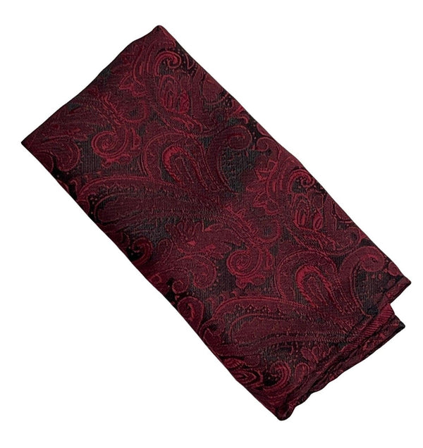 red and black paisley 100% silk pocket square
