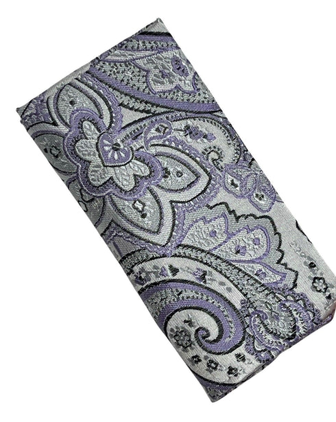 lilac purple paisley 100% silk pocket square