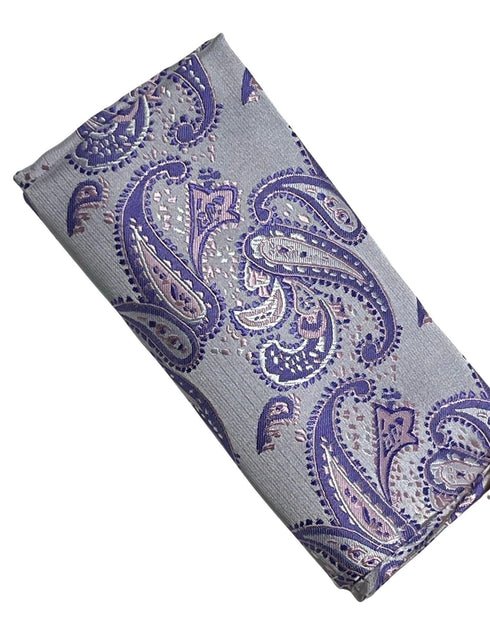 lilac purple paisley 100% silk pocket square