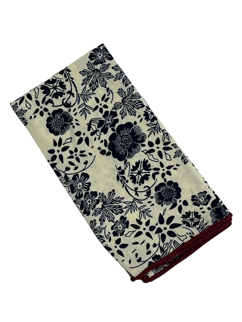 cream and navy floral 100% cotton pocket square