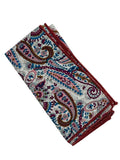 ivory and multicoloured paisley 100% cotton pocket square