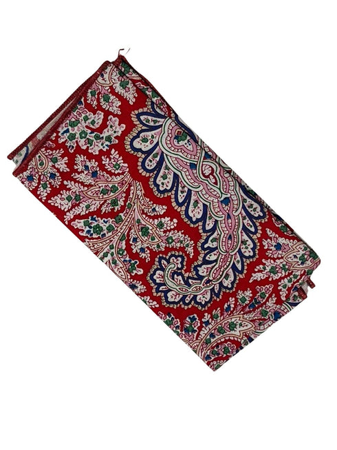 red paisley 100% cotton pocket square