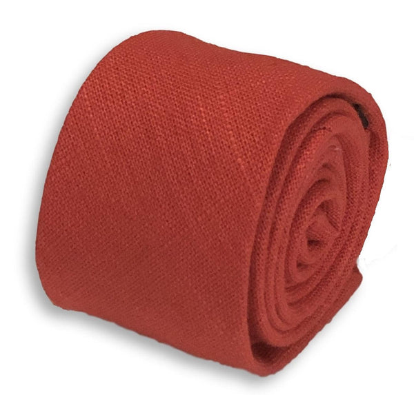 bright coral pink/red linen tie