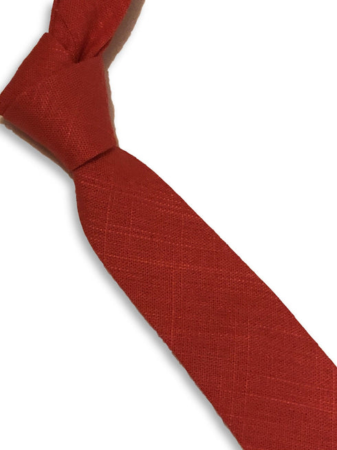 bright coral pink/red linen tie