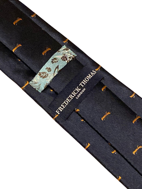 navy tie with embroidered canoe kayak design