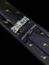 navy tie with embroidered diplodocus brontosaurus brachiosaurus dinosaur design