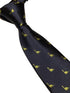 navy tie with embroidered diplodocus brontosaurus brachiosaurus dinosaur design